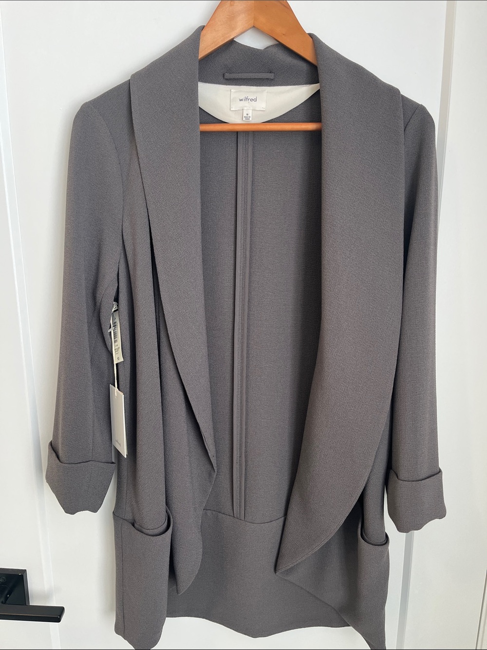 NWT Wilfred Grey Chevalier Jacket  Shawl Collar Blazer